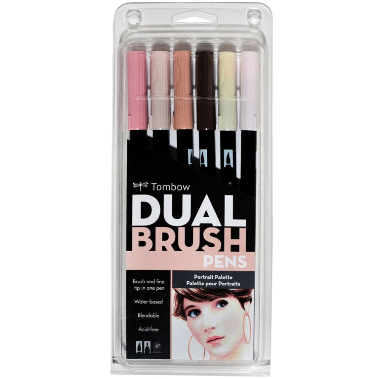 Dual Brush Pens - 6 Colour Portrait Set - Paper Kooka