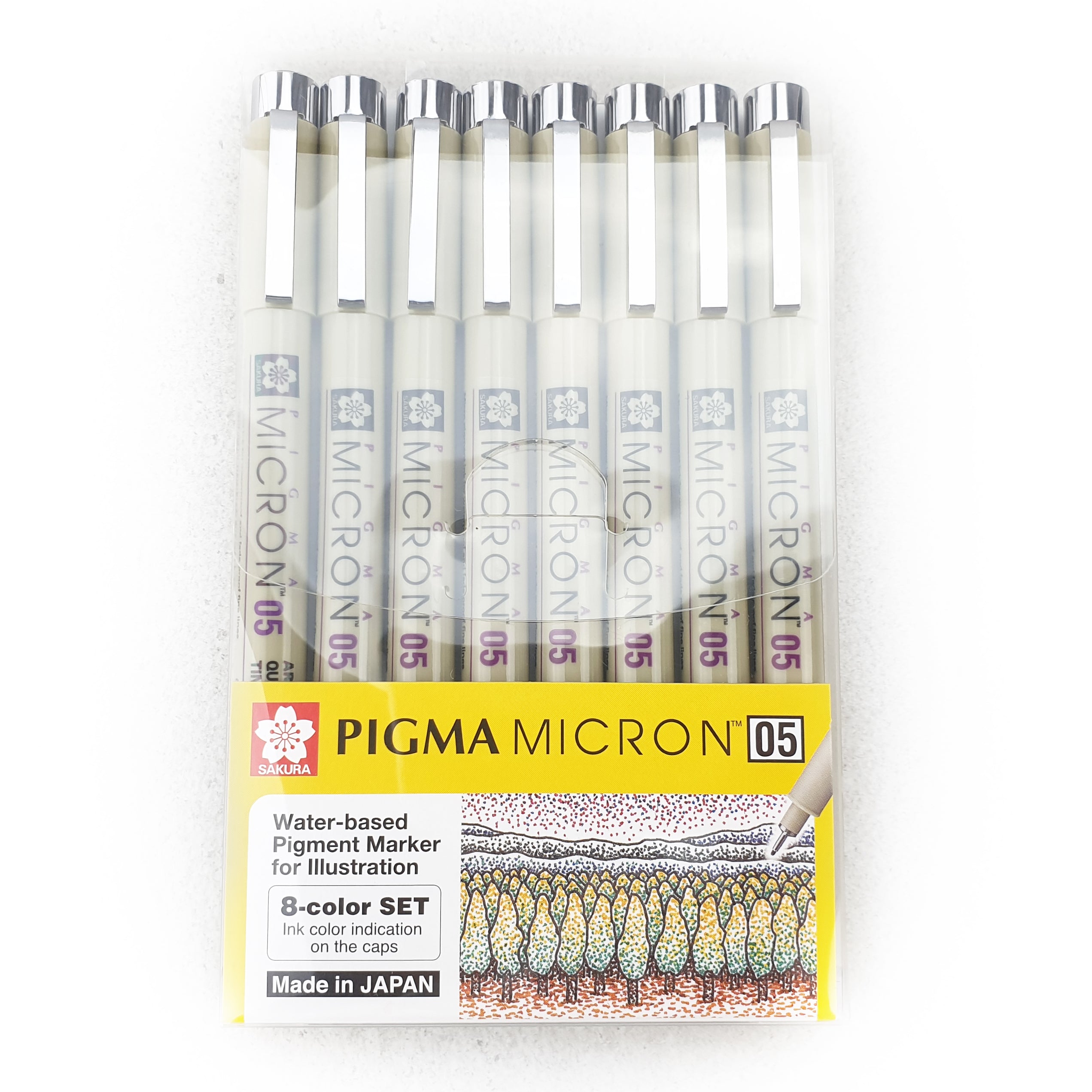 Pigma Micron - 8 Colour Set - size 05 (0.45mm) - Paper Kooka