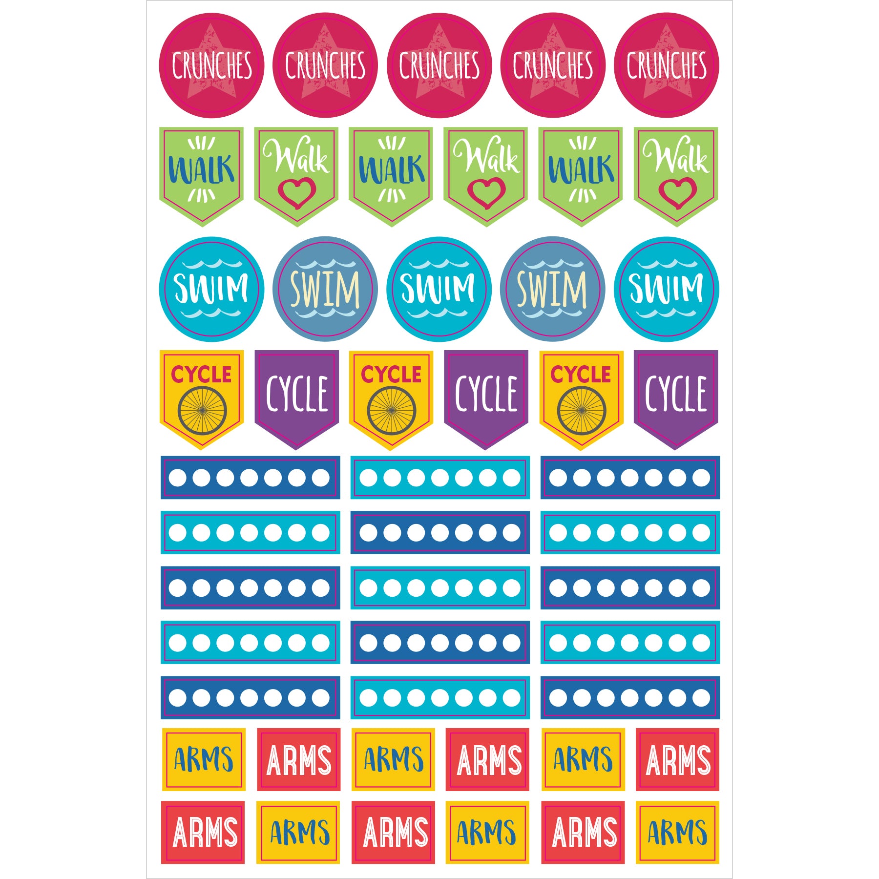 Health and Fitness Planner Stickers - 12 sheets - Paper Kooka