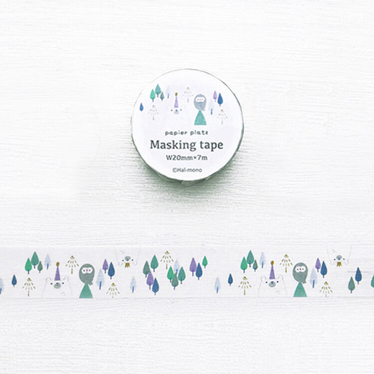 Papier Platz x Hal-mono - Owl & Bear washi tape - Paper Kooka