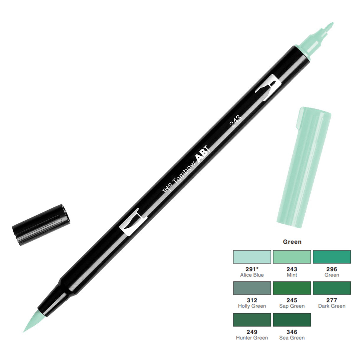 Dual Brush Pen - green range - SINGLE PENS - Paper Kooka