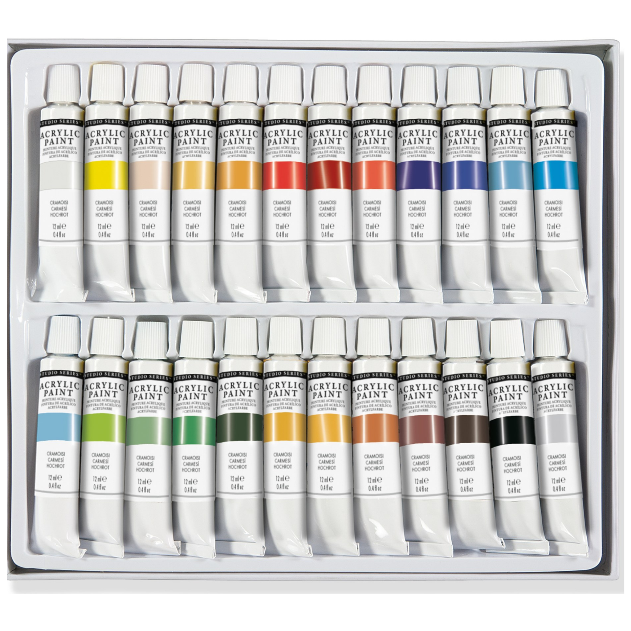 Studio Series Acrylic Paint Set 12ml - 24 Colours - Paper Kooka