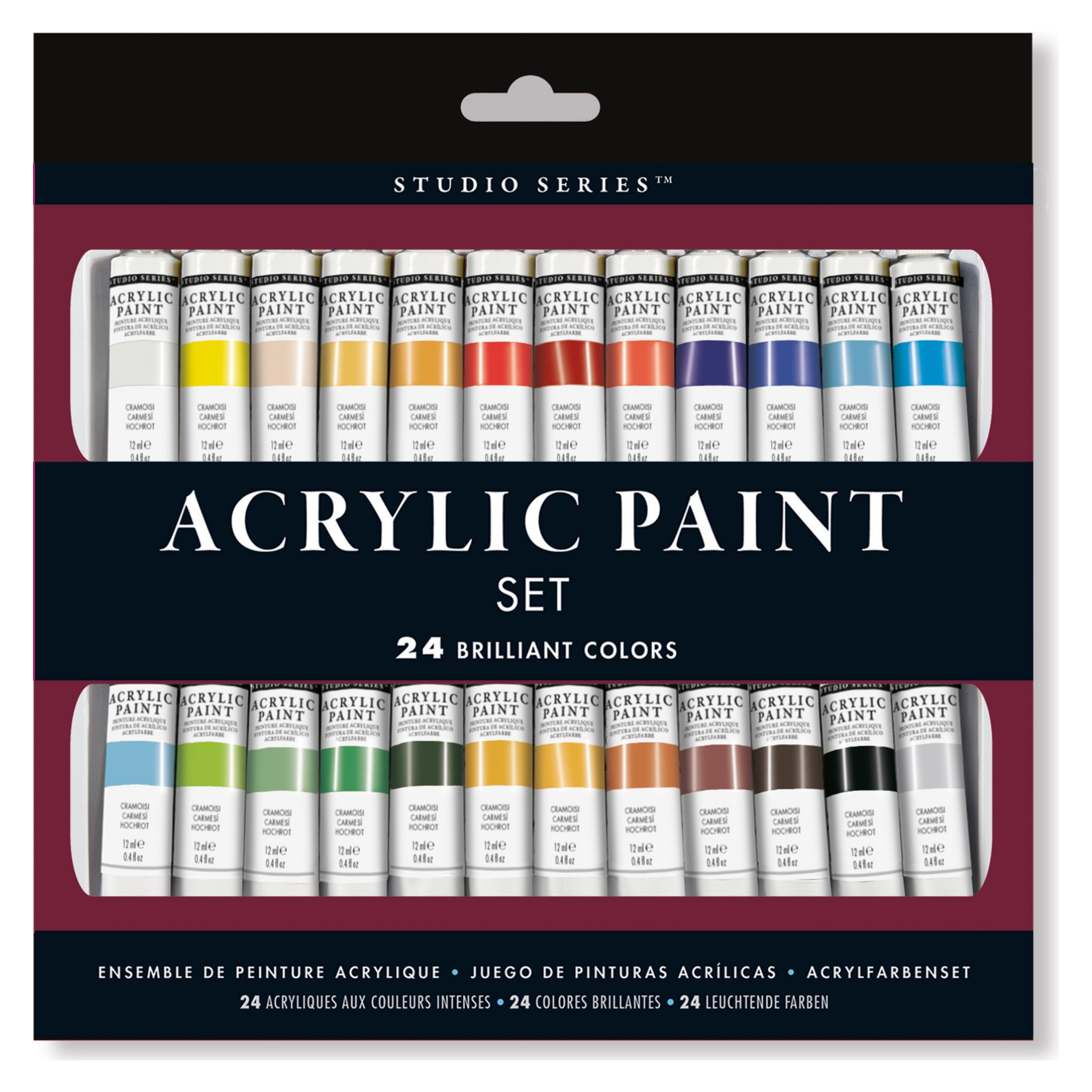 Studio Series Acrylic Paint Set 12ml - 24 Colours - Paper Kooka
