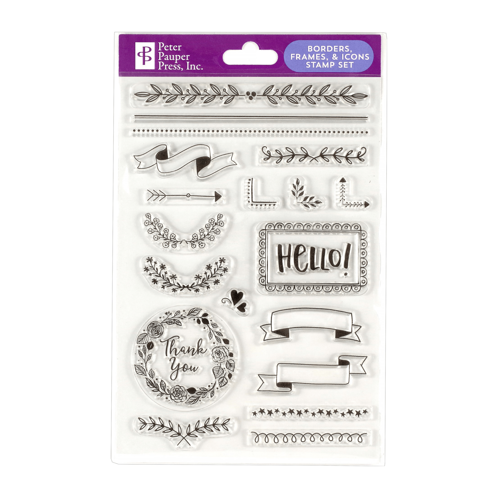 Borders, Frames & Icons Clear Stamp Set - Paper Kooka