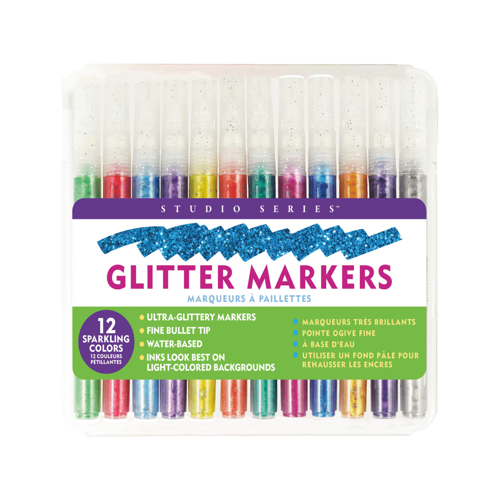 Glitter Markers 0.7mm tips - Set of 12 - Paper Kooka