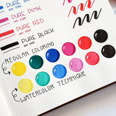 Dingbats Ātopen Dual Tip Fineliner & Brush Pen Primary Set of 6 Colours in Bullet Journal - Paper Kooka