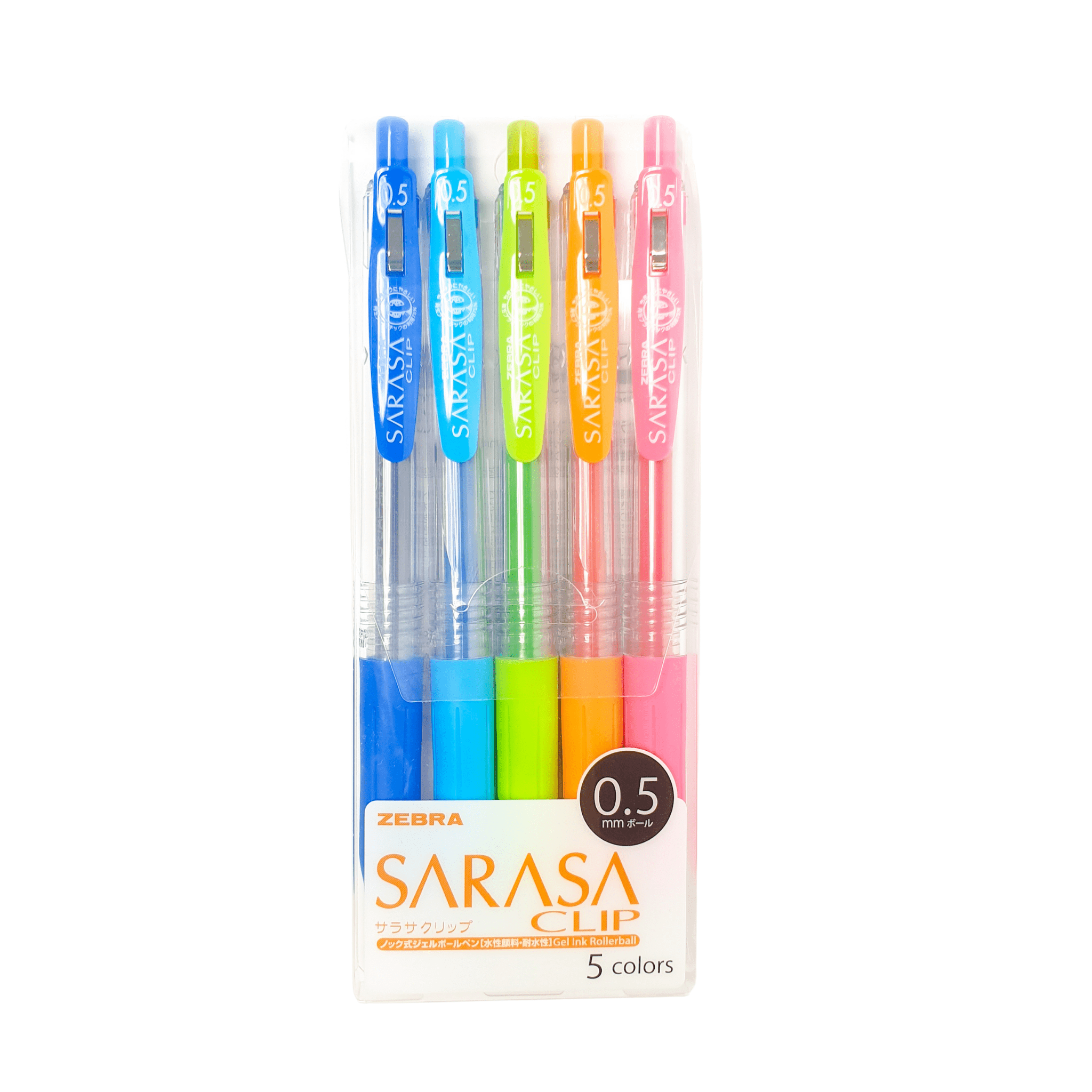 Sarasa Clip 0.5mm Gel Ink Rollerball - Basic 5 Colour Set - Paper Kooka
