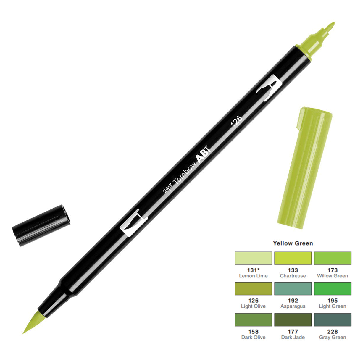 Dual Brush Pen - yellow green range - SINGLE PENS - Paper Kooka