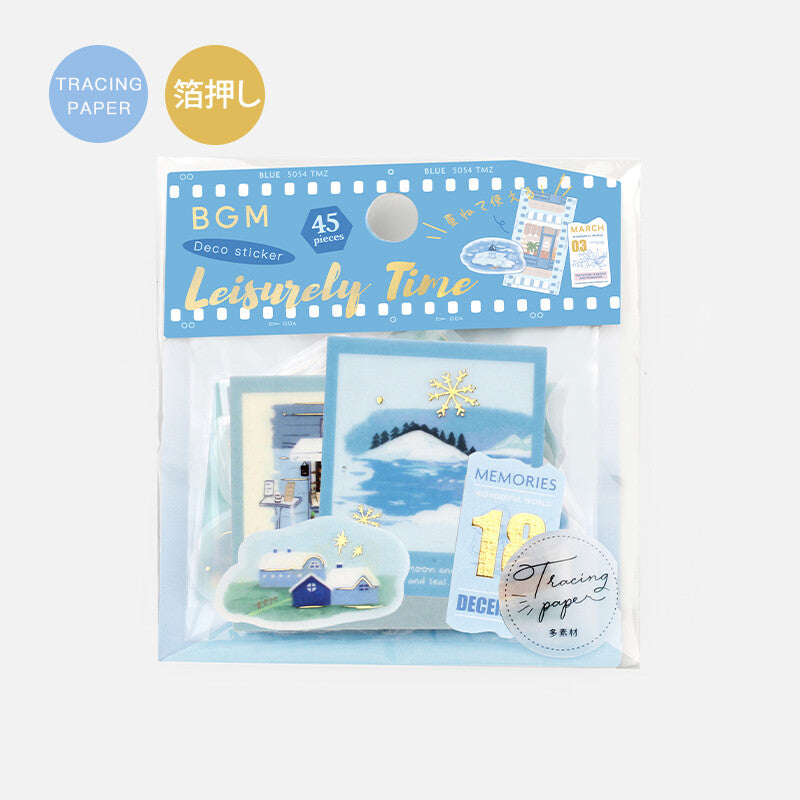BGM Blue Leisure Time Tracing Paper Deco Stickers - Paper Kooka Australia