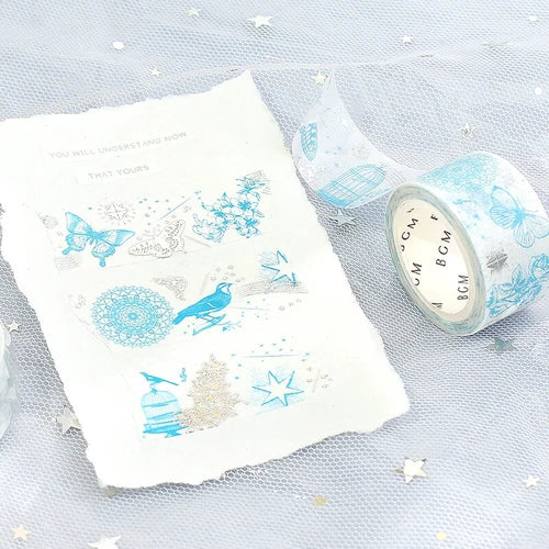 BGM Blue Nature decorative tape with birds and butterflies - Paper Kooka Australia