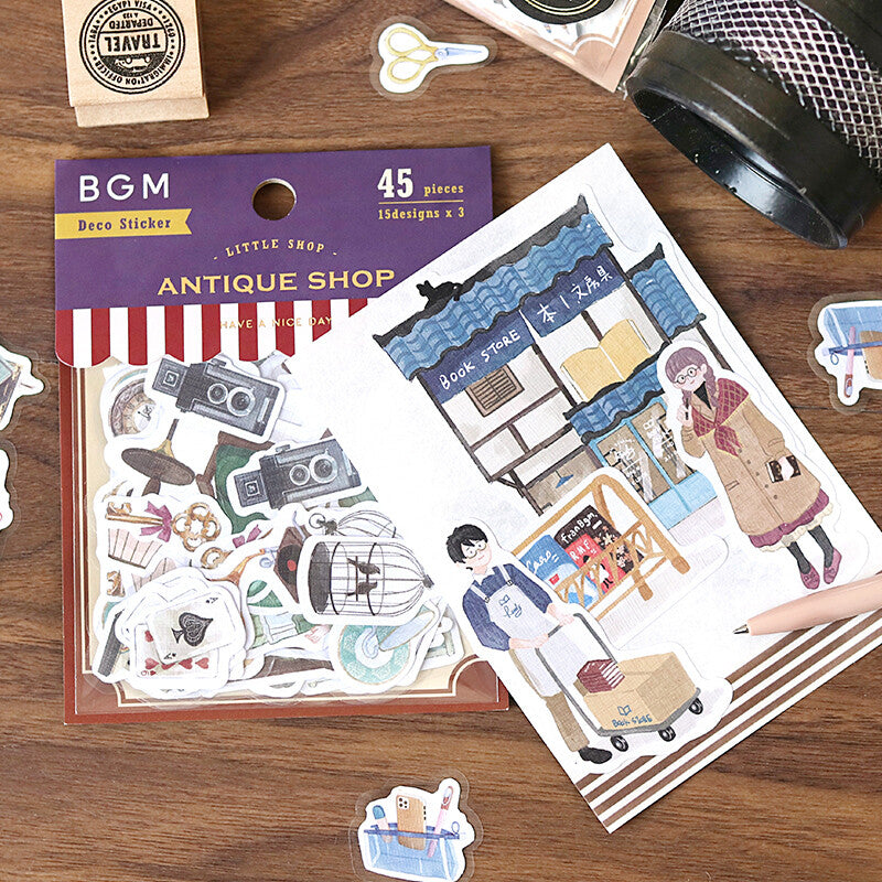 BGM Bookstore Linen Flake Stickers for journaling and scrapbooking - Paper Kooka Australia
