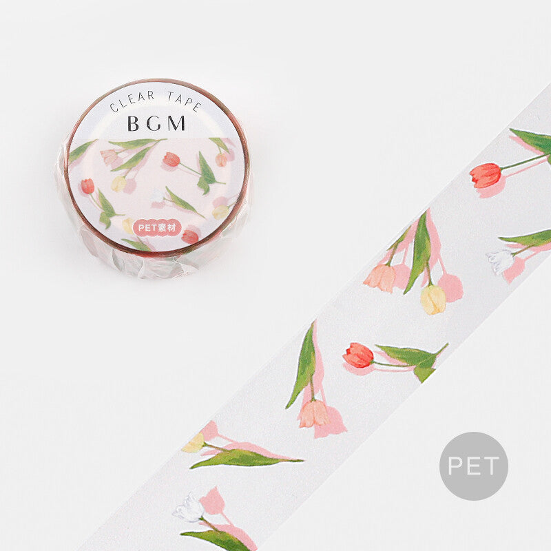 BGM clear pet tape pink tulips - Paper Kooka