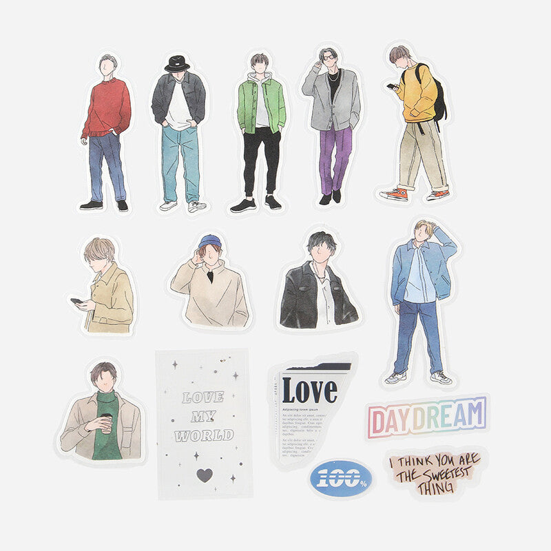 BGM Colour Coordinate Tracing Paper Stickers - Men - 15 designs - Paper Kooka Australia