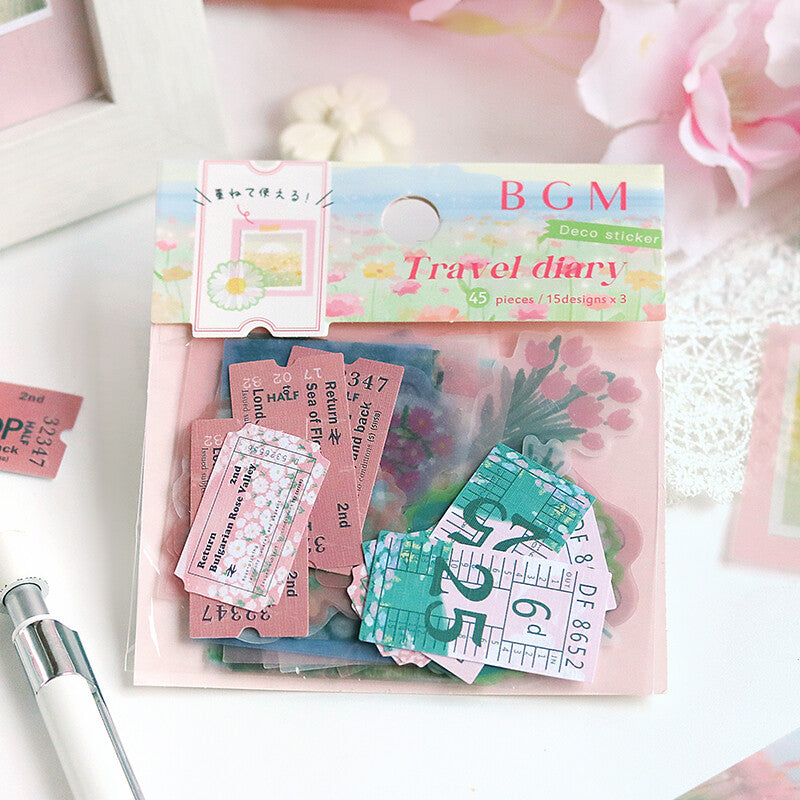 BGM Flower Garden Travel Diary Flake Stickers - Paper Kooka Australia