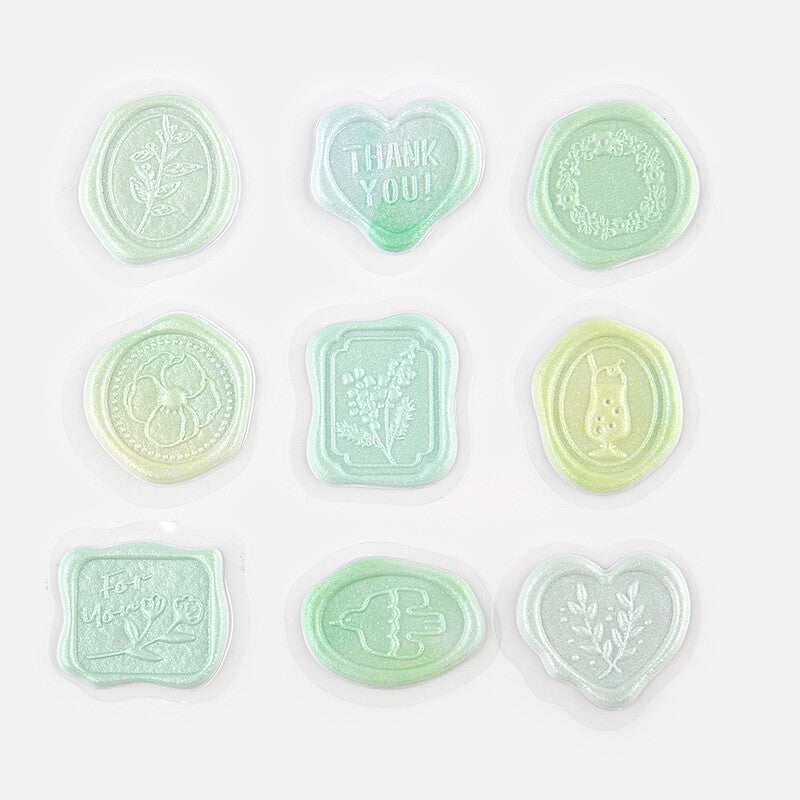BGM Green Irodori Sealing Seal Stickers 9 designs - Paper Kooka Australia