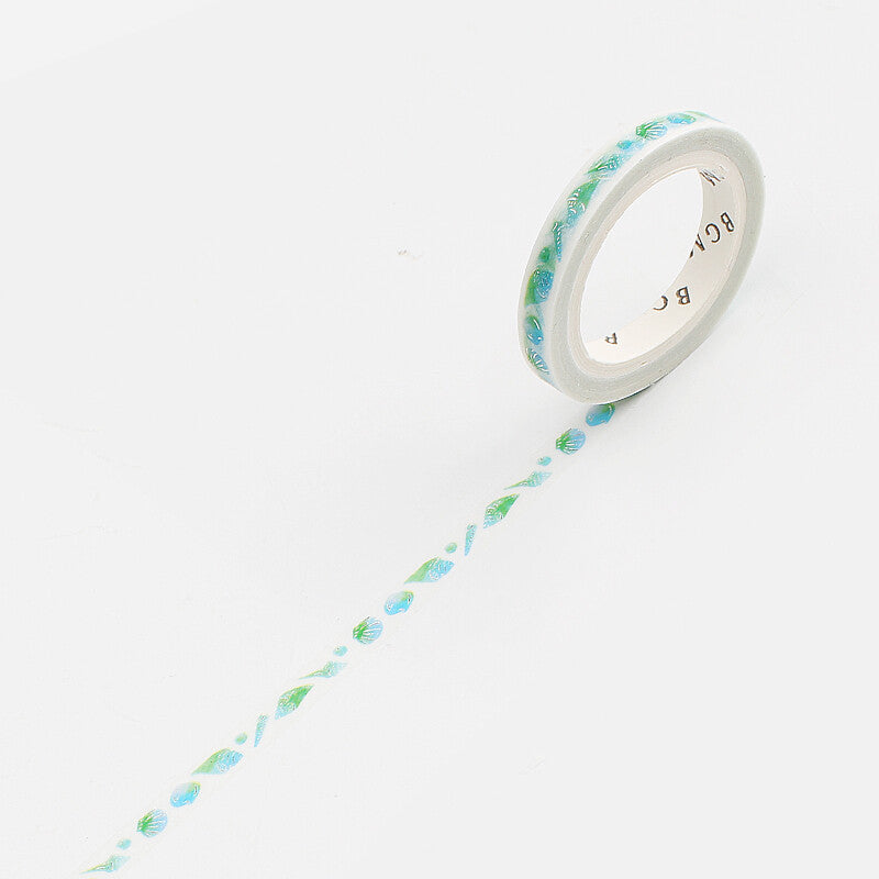 BGM Green Seashells thin washi tape - Paper Kooka Australia