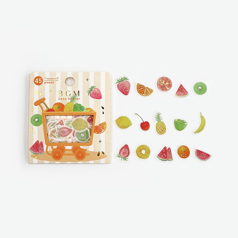 BGM Happy Fruits flake stickers  with 15 designs - Paper Kooka