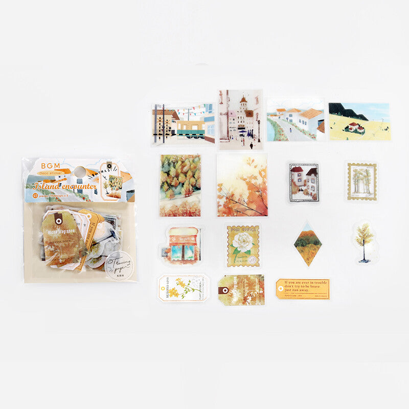 BGM Island Encounter Yellow Tracing Paper Stickers 15 designs - Paper Kooka Australia