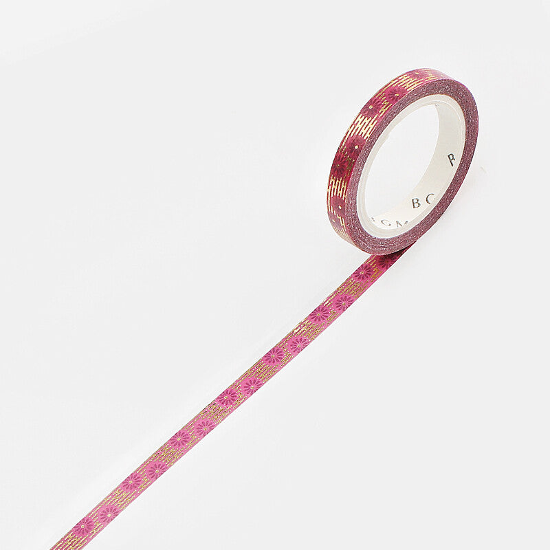 BGM Pink Chrysanthemums thin washi tape - Paper Kooka Australia