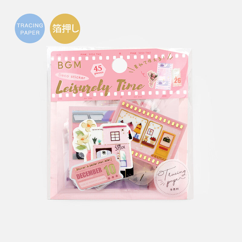 BGM Pink Leisure Time Tracing Paper Deco Stickers - Paper Kooka Australia