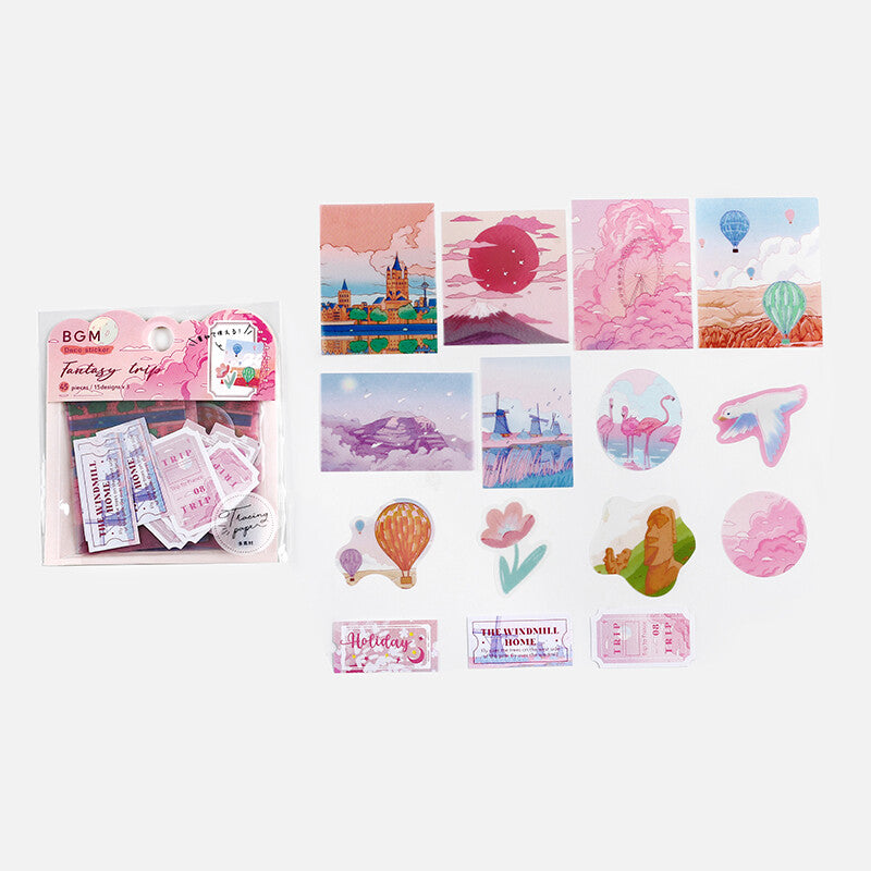 BGM Resorts Fantasy Trip Deco Stickers on semi-transparent tracing paper - Paper Kooka Australia