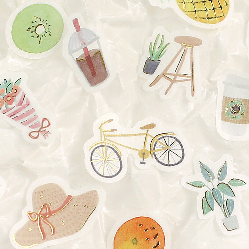 BGM Single Lady flake stickers with bicycles hats and flowers - Paper Kooka
