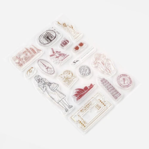 BGM Urban Trip Post Stamp self-adhesive clear stamps with sydney opera and tickets - Paper Kooka Australia