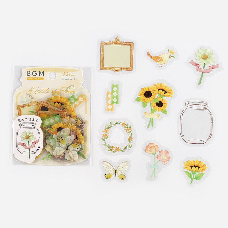 BGM Yellow Flower Bloom PET Clear Stickers - Paper Kooka Australia