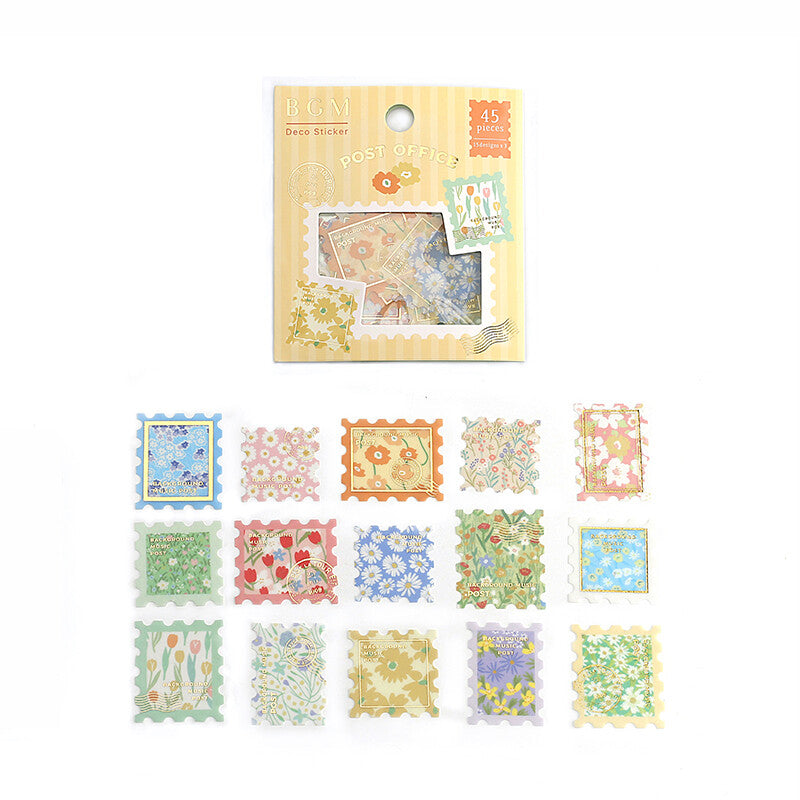BGM Yellow Post Office 45 Floral Deco Stickers - Paper Kooka Australia