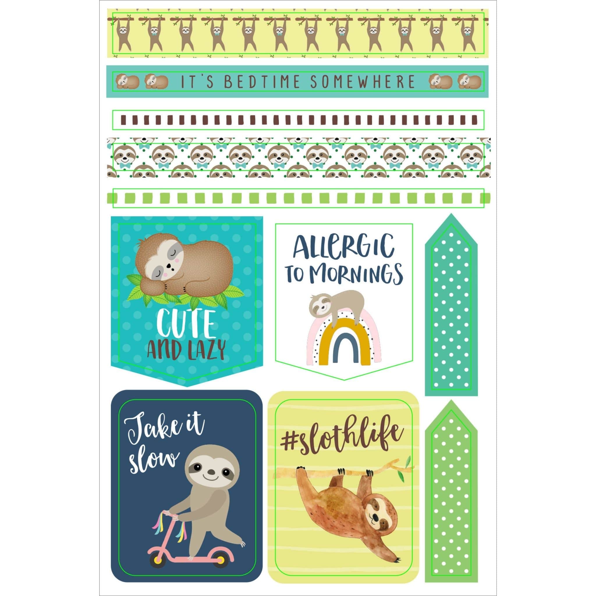 essentials sloth planner stickers cute and lazy - Paper Kooka