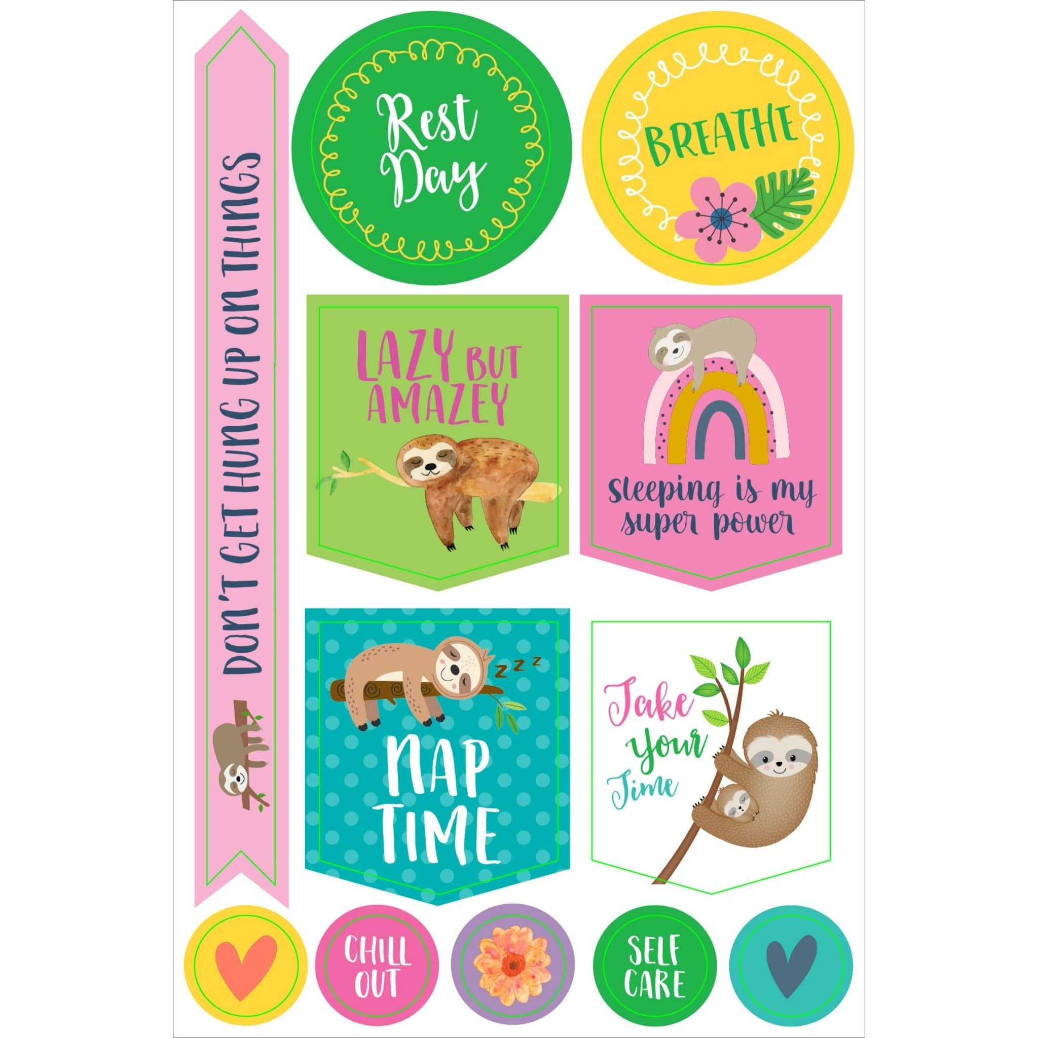 essentials sloth planner stickers rest day - Paper Kooka