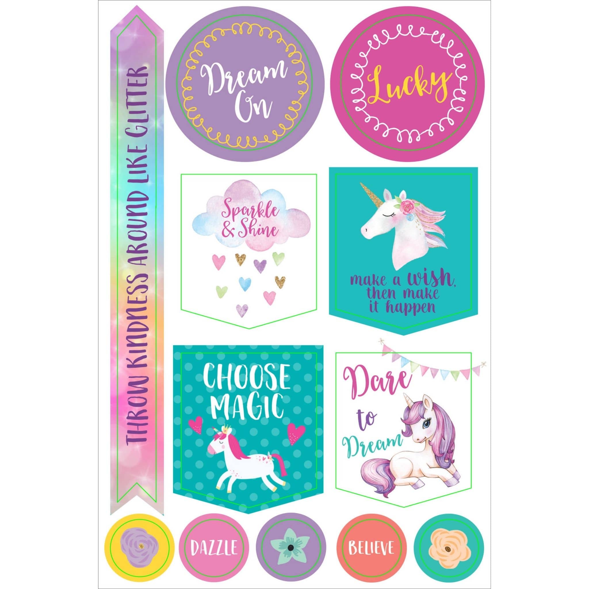 Essentials Unicorn Planner Stickers Set Dream On - Paper Kooka