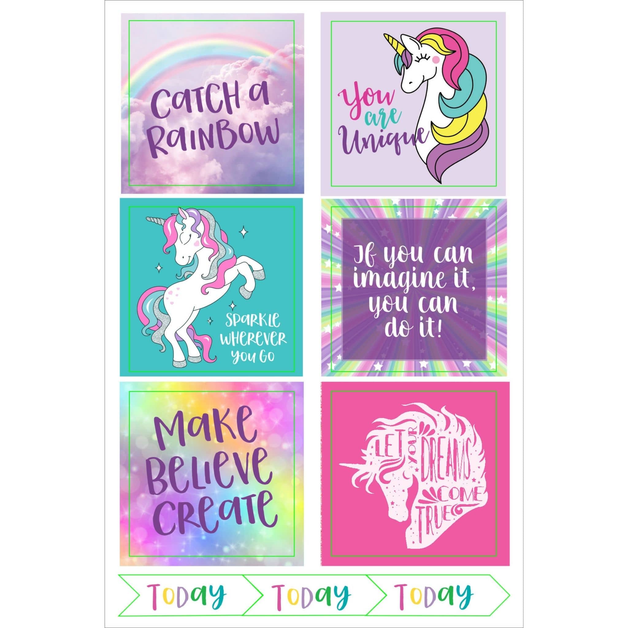 Essentials Unicorn Planner Stickers Set Catch a rainbow - Paper Kooka