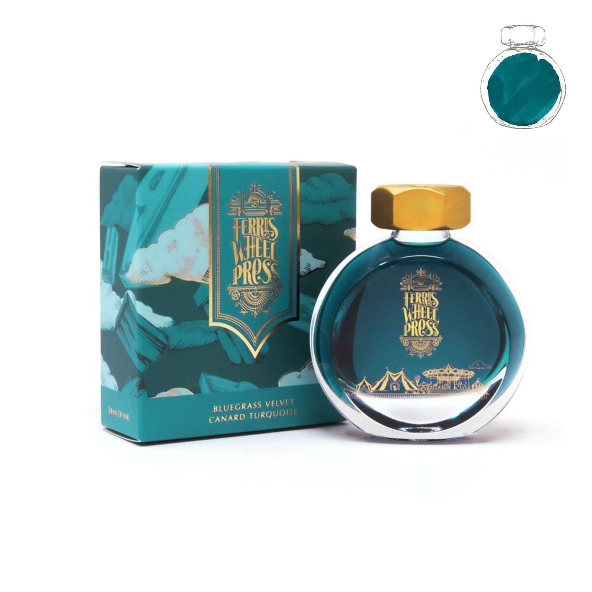 Ferris Wheel Press 38ml Bluegrass Velvet ink bottle - Paper Kooka