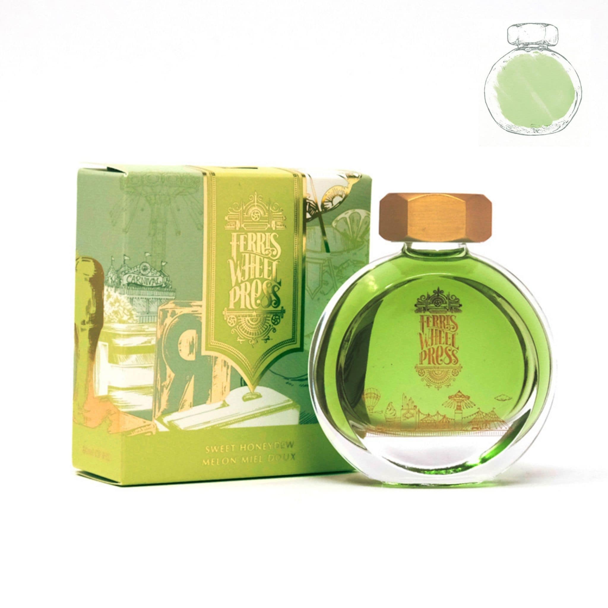 Ferris Wheel Press 38ml Sweet Honeydew Fountain Pen Ink in a bottle - Paper Kooka