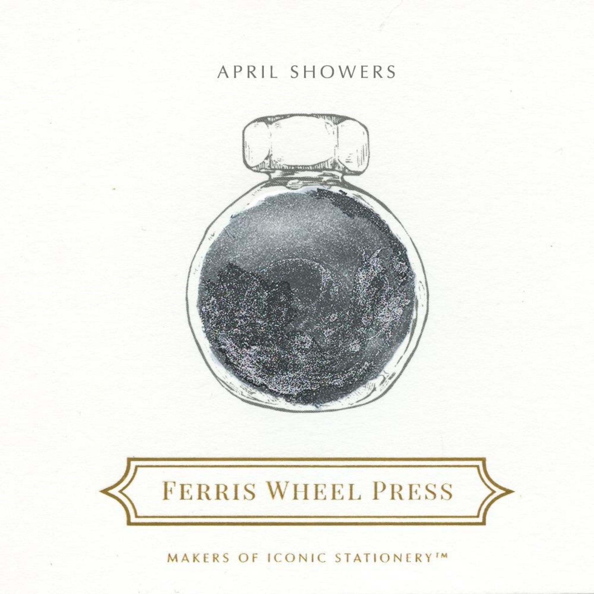 Ferris Wheel Press 38ml April Showers grey fountain pen ink sample - Paper Kooka