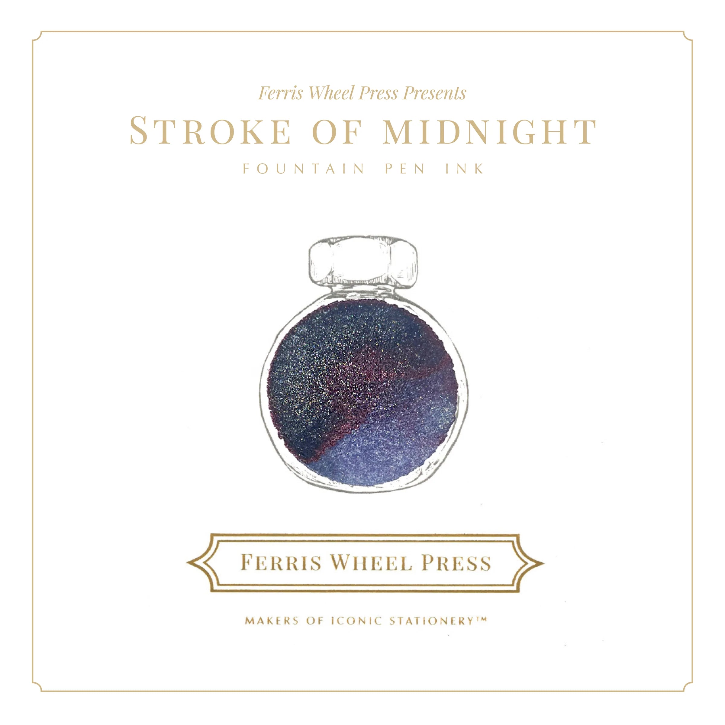 Ferris Wheel Press Fountain Pen Ink - Stroke of Midnight colour swatch - Paper Kooka Australia