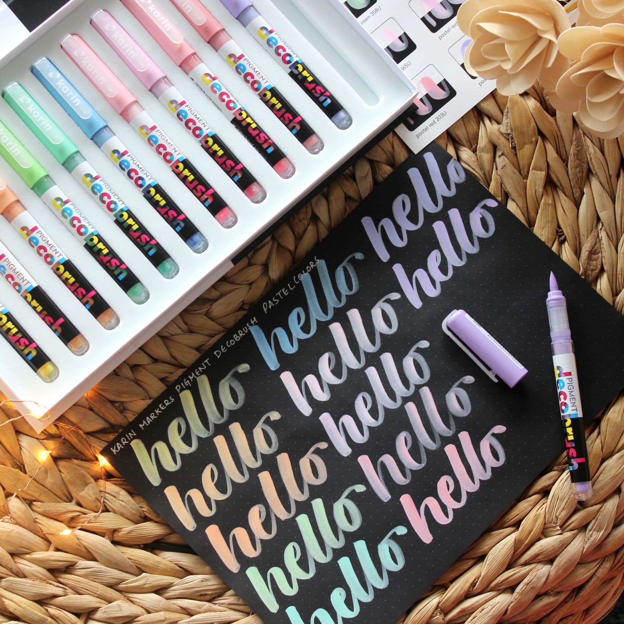 New Karin Markers Pigment DecoBrush opaque brush pens Pastel Collection swatch - Paper Kooka