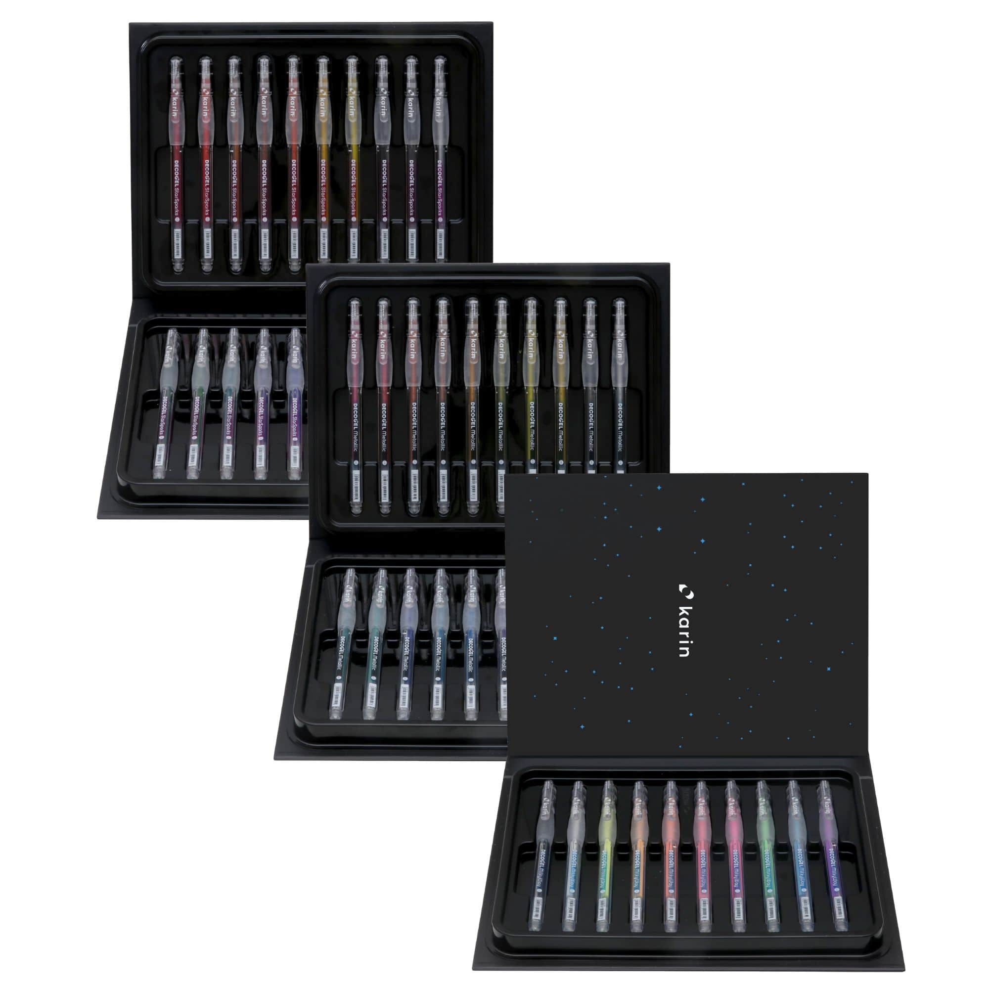 Karin Markers DECOGEL 1.0 - Cosmic Collection - 3 gel pens sets open boxes - Paper Kooka Australia
