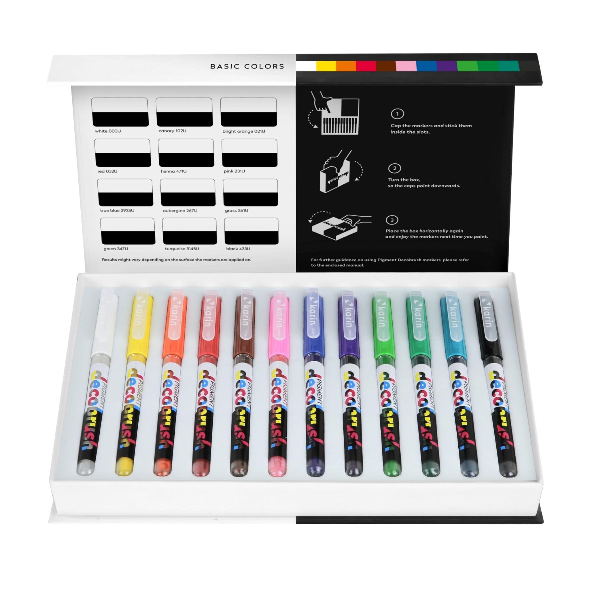 New Karin Markers Pigment DecoBrush opaque brush pens Basic Collection - Paper Kooka