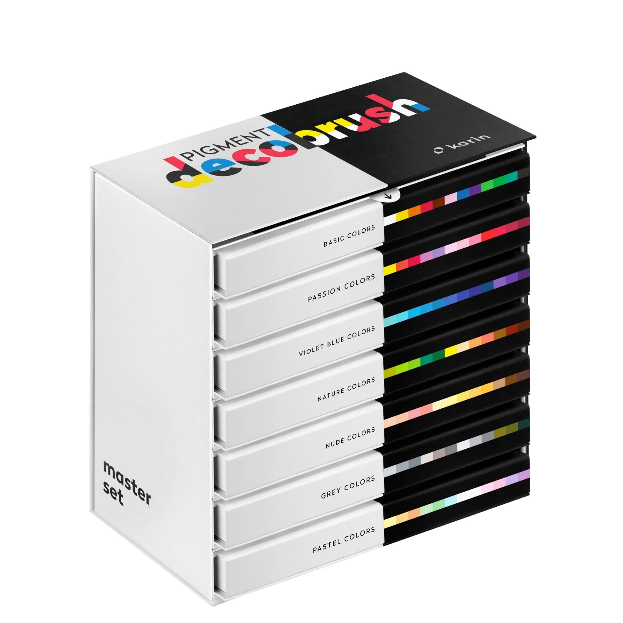 New Karin Markers Pigment DecoBrush Master Set with 7 collections - Paper Kooka