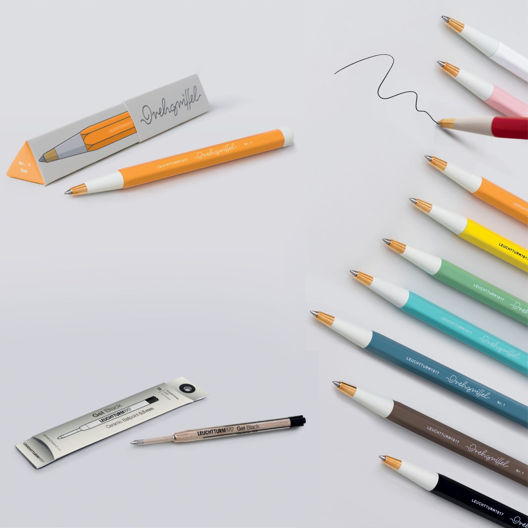 Leuchtturm1917 Drehgriffel No.1 Black Ink Gel Pen - Light Grey - collection image - Paper Kooka Australia