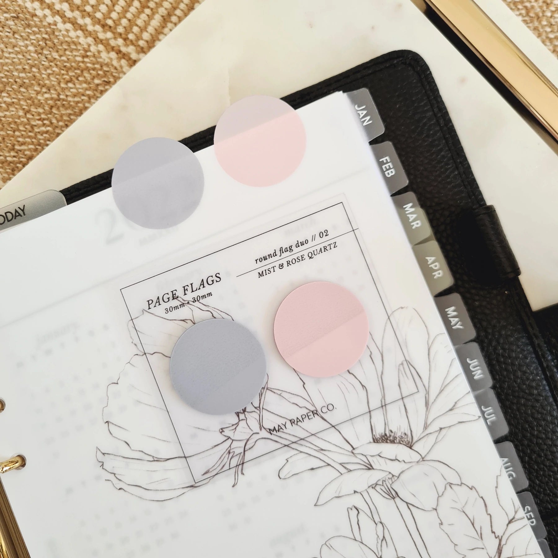 Transparent Round Page Flags for bullet journaling - Paper Kooka