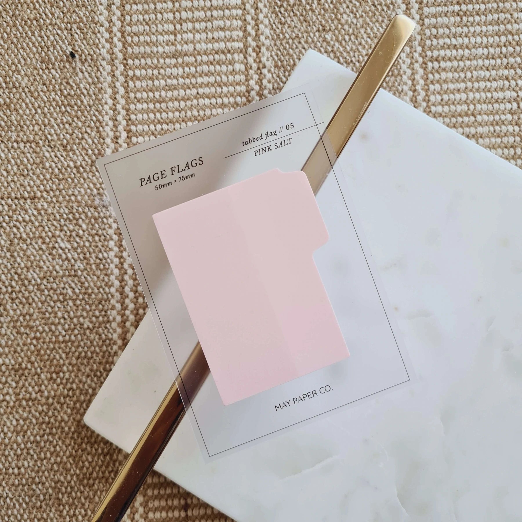 May Paper Co Transparent Tabbed Sticky Notes - Pink Salt - Paper Kooka