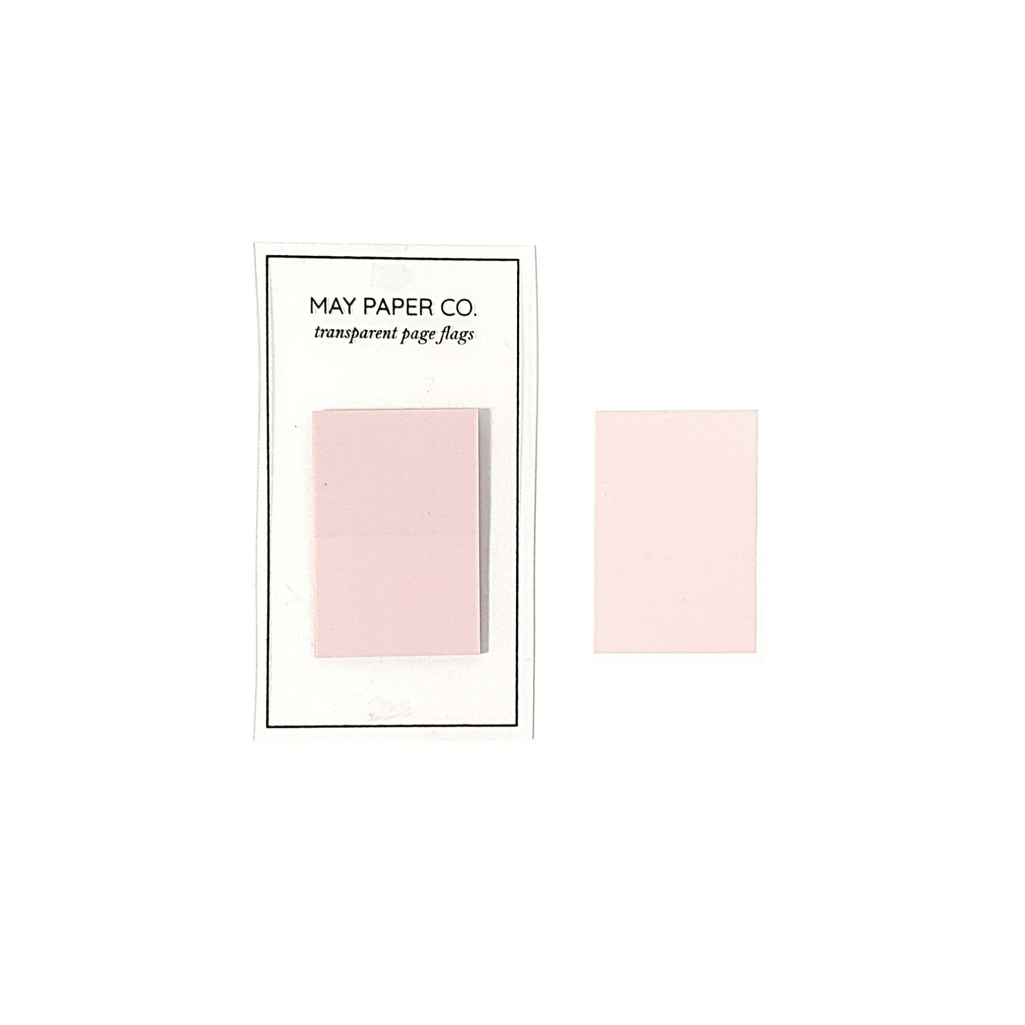 May Paper Co Transparent Wide Page Flags - Rose Quartz - Paper Kooka