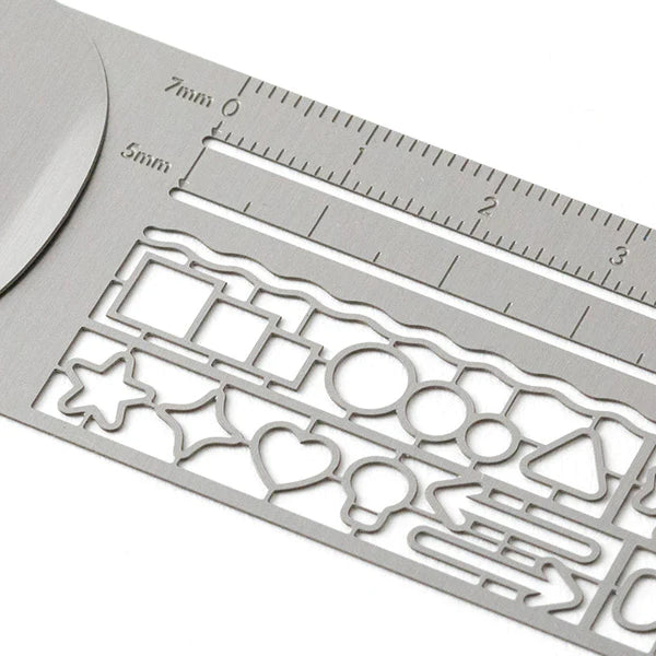 Midori Silver Clip Ruler / Stencil close-up - Paper Kooka Australia