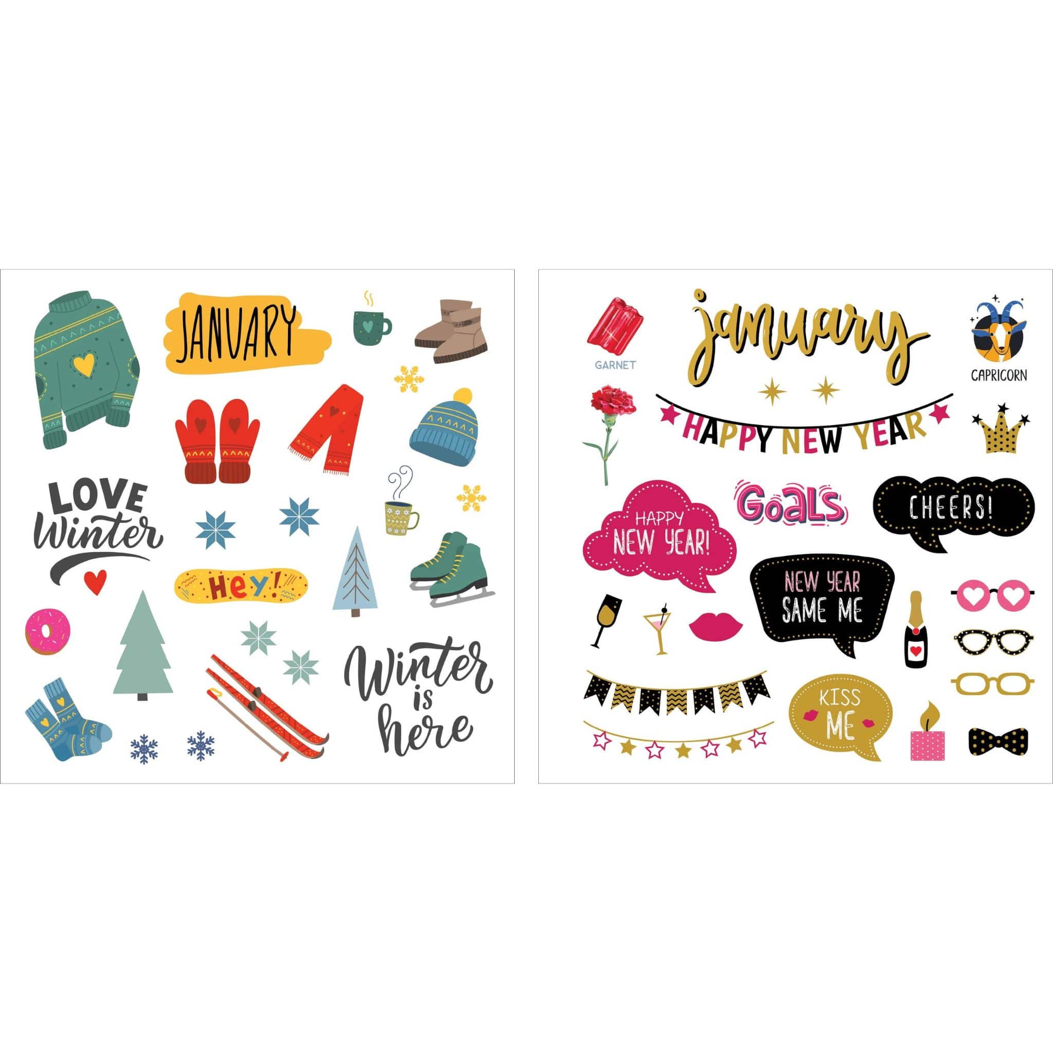 A Year in Stickers Sticker Book January designs- Paper Kooka Australia