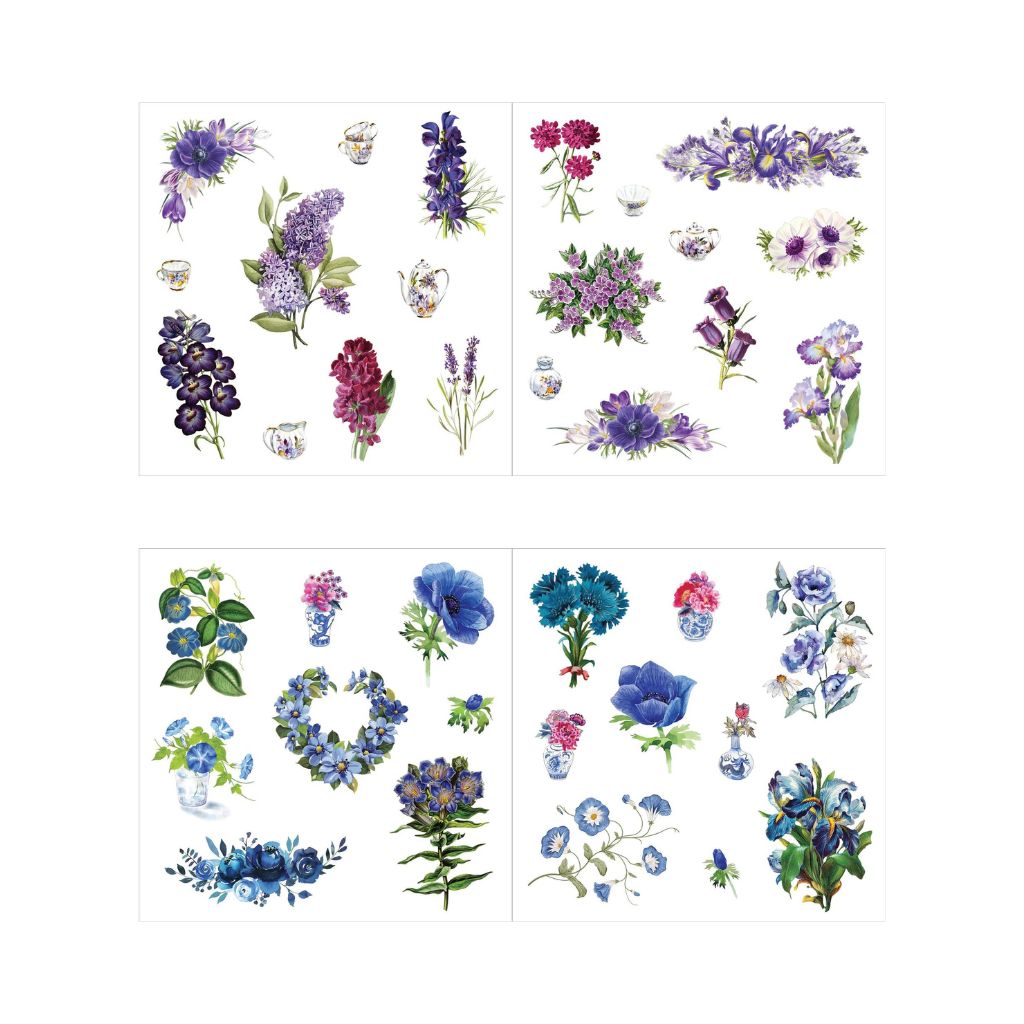 Peter Pauper Press Bunches of Botanicals Sticker Book with purple and blue flowers - Paper Kooka Australia