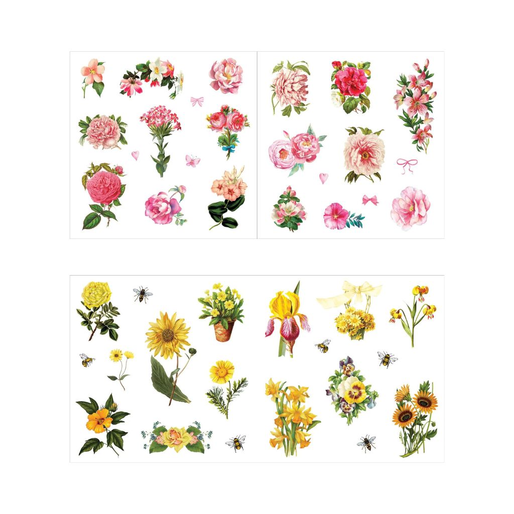 Peter Pauper Press Bunches of Botanicals Sticker Book with pink and yellow flowers  - Paper Kooka Australia