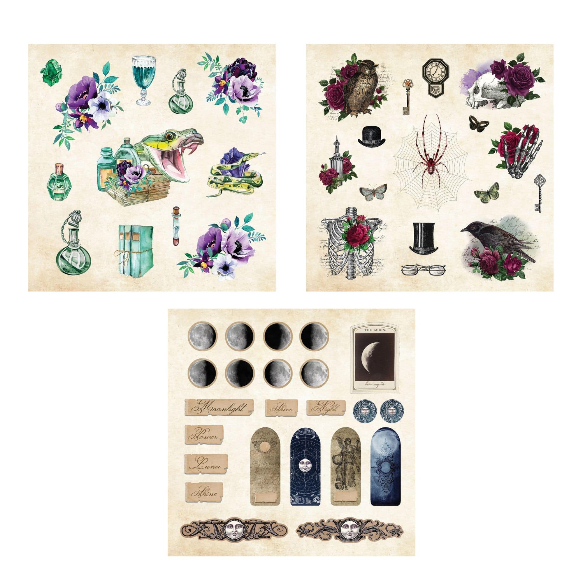Mystical Ephemera! An Enchanting Vintage Sticker Book sample pages - Paper Kooka Australia